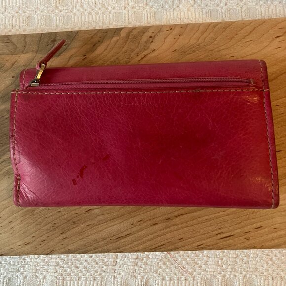 Fossil Genuine Leather Wallet Checkbook Clutch Organizer Raspberry Pink Women - Picture 3 of 9